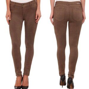 LEVEL 99 Camel Brown Faux-Suede Liza Mid-Rise Women's Skinny Jeggings Size 28